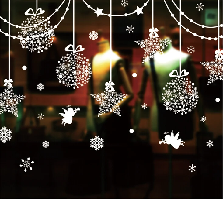 christmas snowflake wall stickers shop mall glass door christmas snowflake wall stickers shop mall glass door