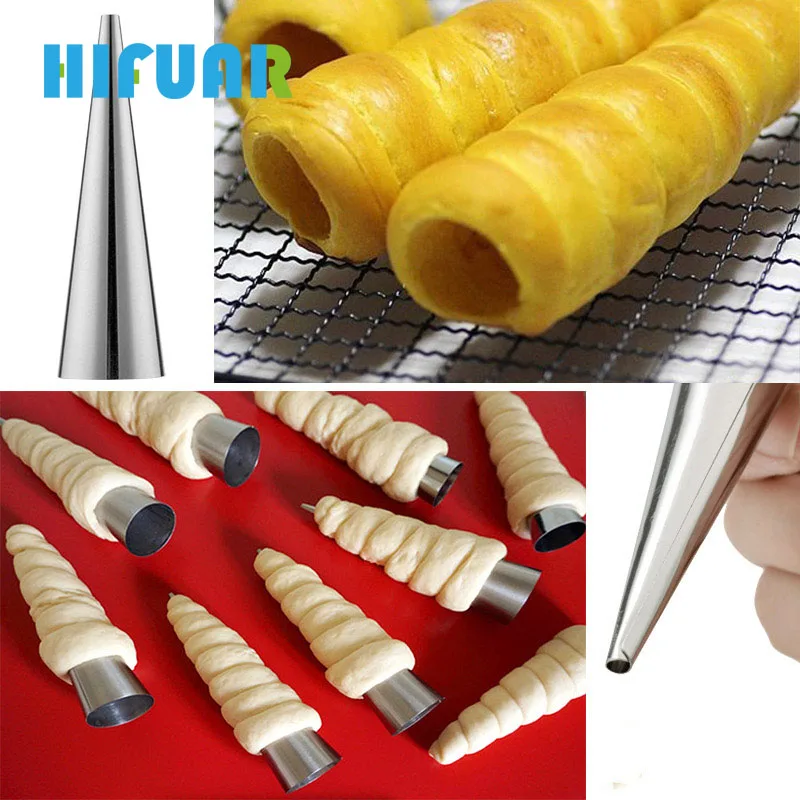 

Hifuar Stainless Steel Cake Mold For DIY Horn Tube Non Stick Cream Horns Chocolate Cones Kitchen Accessories Cooking Bakeware
