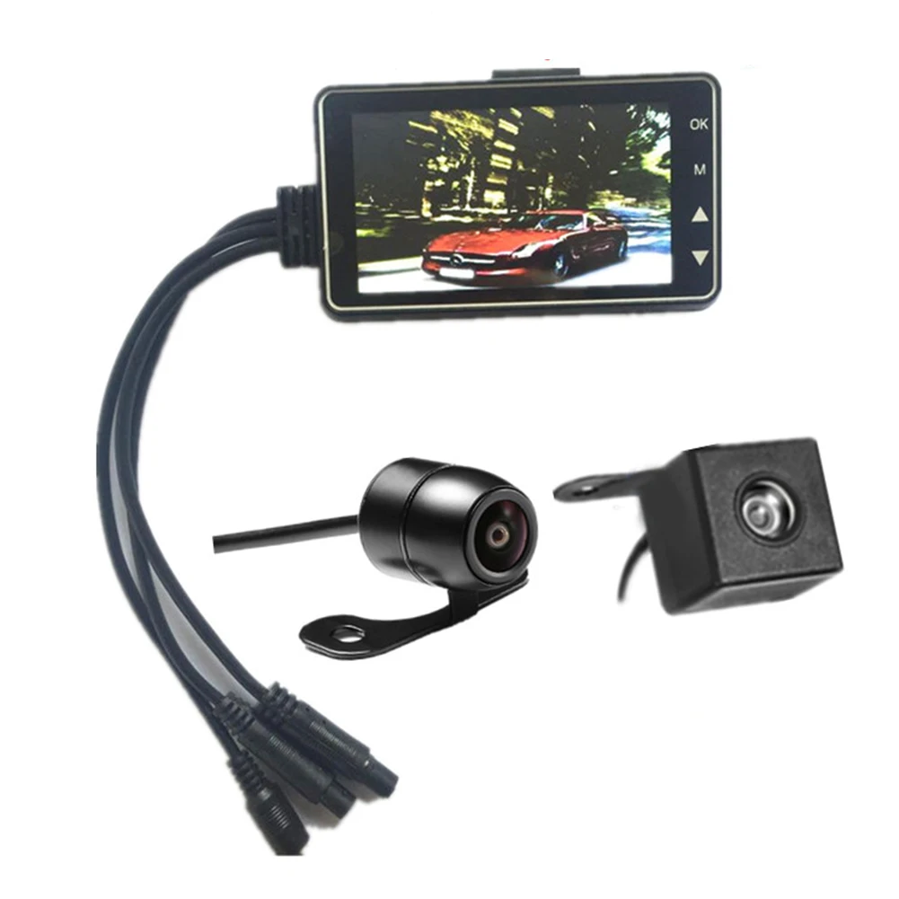

LCD Display Wide Angle Dash Cam Video Recorder Dashboard Dual Lens Motion Detection Driving Motorcycle Night Vision Easy Install