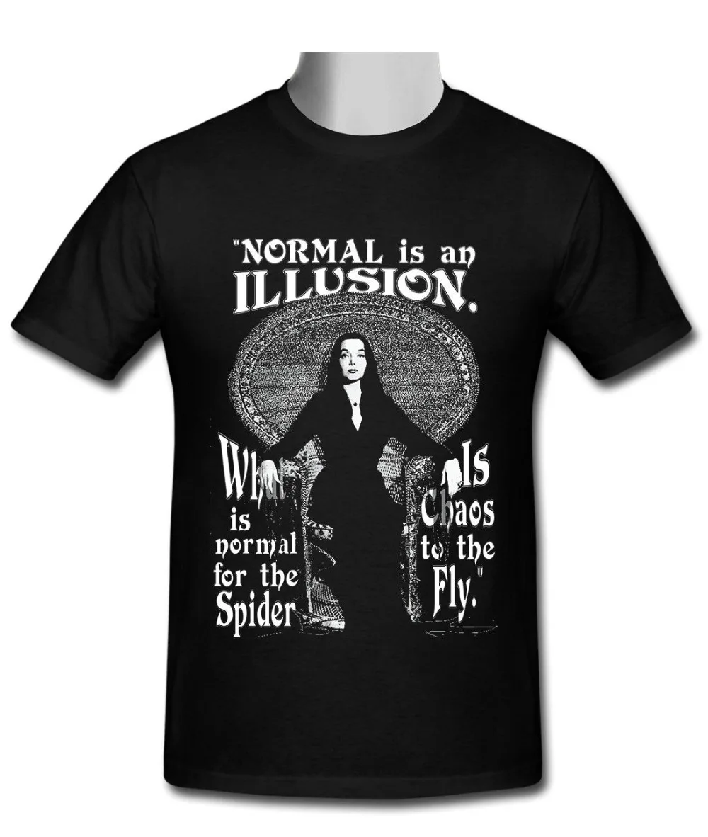 Morticia Addams-Normal Is An Illusio Classic Movie T-Shirt, футболка, новинка 2019 года, модная футболка, бесплатная доставка, футболки Morticia Addams-Normal Is An Illusio Classic Movie T-Shirt, футболка, новинка 2019 года, модная футболка, бесплатная доставка, футболки