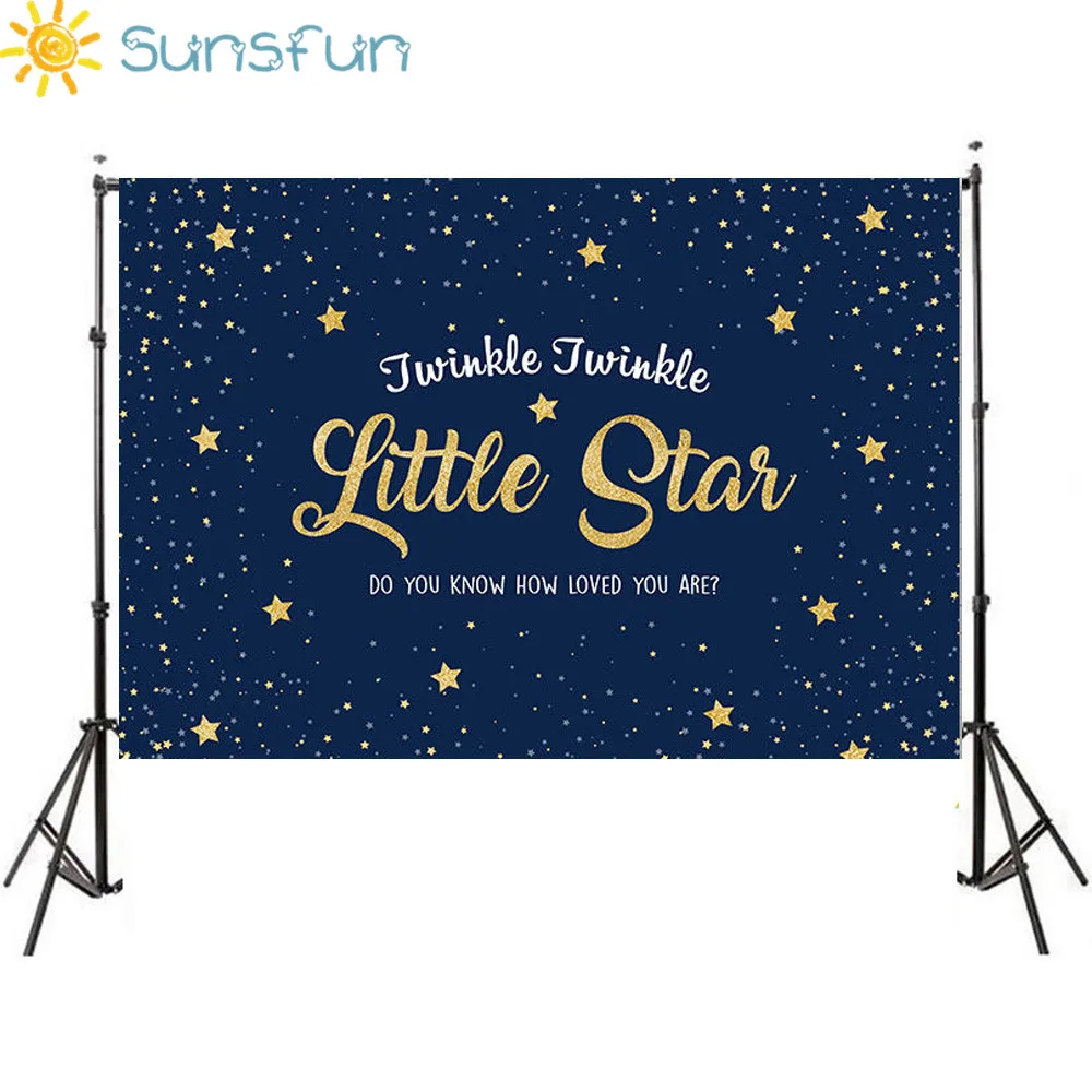

Sunsfun 7x5FT Twinkle Little Gold Stars Navy Blue Wall Custom Photography Studio Background Backdrop Vinyl 220cm x 150cm