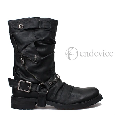 Choudory/ г.; мужские кожаные ботинки; зимняя обувь на платформе в стиле милитари; черные рабочие ботинки в байкерском стиле; Мужская обувь; ковбойские ботинки с шипами - Цвет: as picture