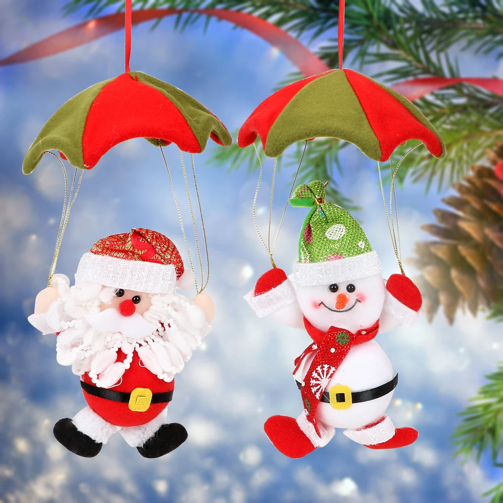 Christmas Home Ceiling Decors Parachute Santa Claus Snowman Christmas Tree Hanging Ornament Santa Doll Party Supplies