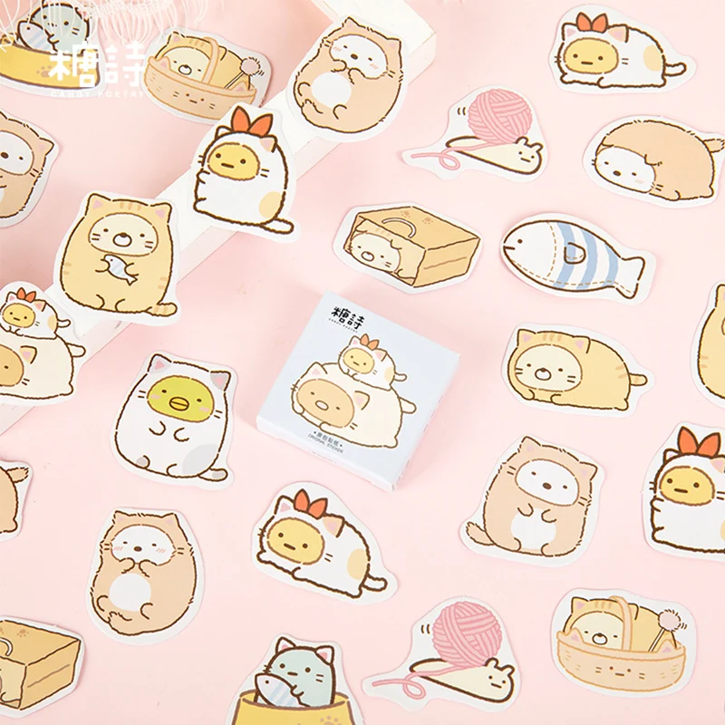 

45 pcs/lot Cute cartoon cat animal mini paper sticker decoration DIY ablum diary scrapbooking label sticker kawaii