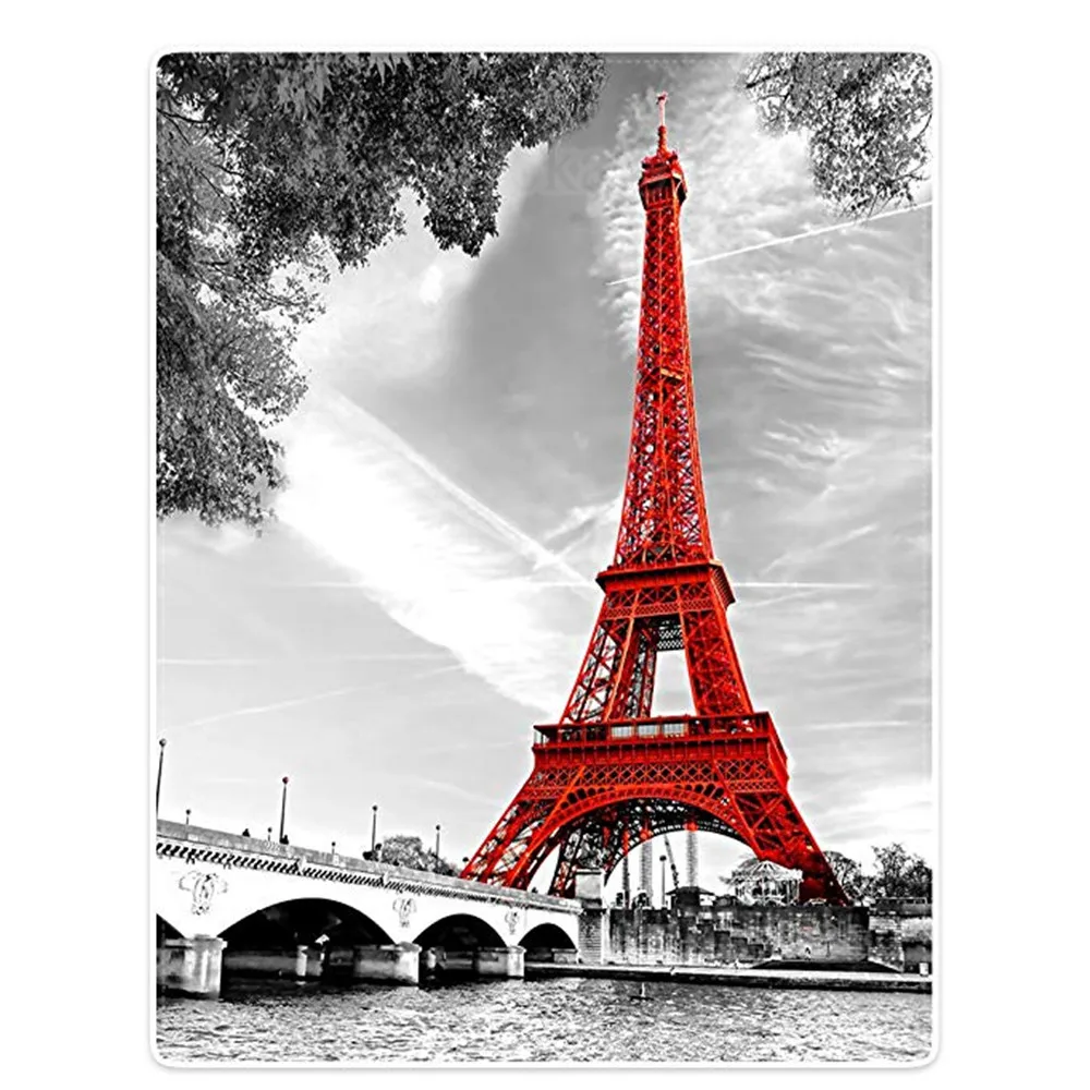 

Blankets Soft Warm Sofa Bed Throw Blanket City Landmark Paris Tower Red