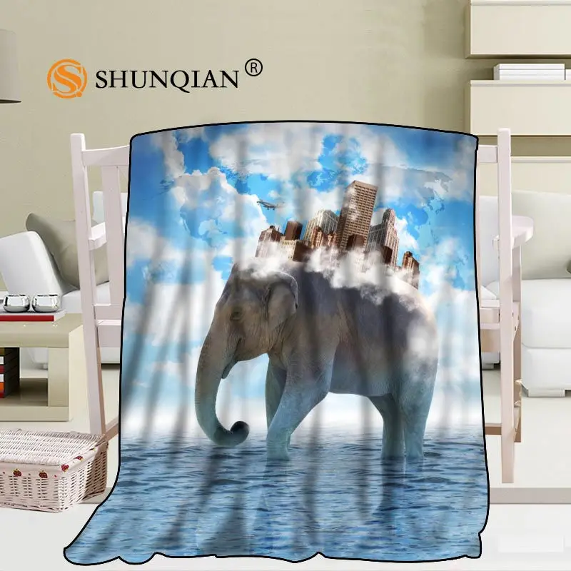 Заказное одеяло со слоном, ткань для смешивания 56x80 дюймов, 50X60 дюймов, 40X50 дюймов, одеяло для дивана, кровати, теплое одеяло для детей и взрослых - Цвет: 1