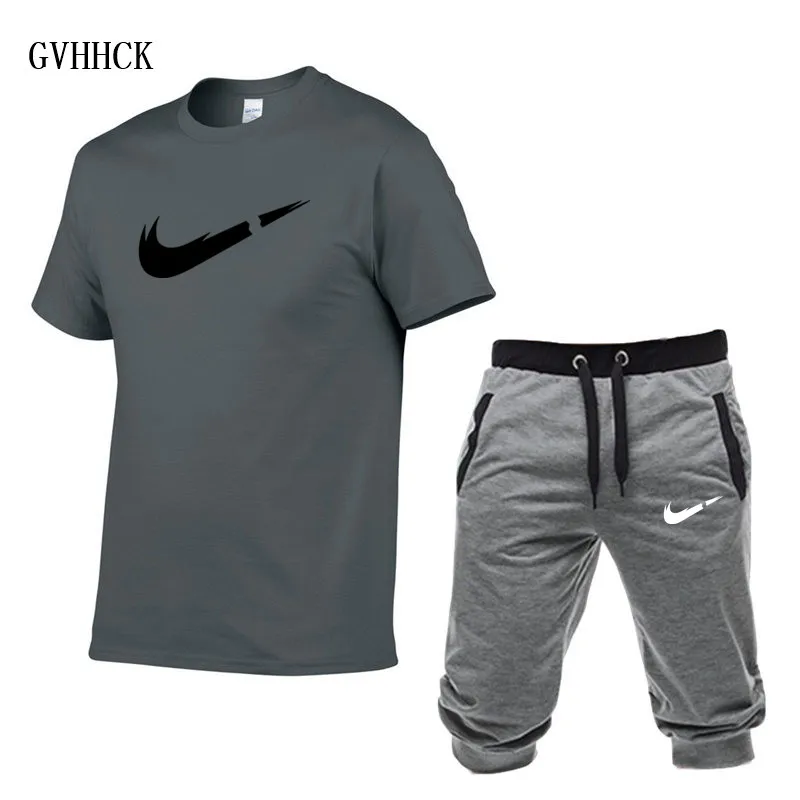 HTB1UtSjPAvoK1RjSZPfq6xPKFXan image HTB1UtSjPAvoK1RjSZPfq6xPKFXan Summer New Tracksuit Men Shorts Casual Men's Sportswear Suit Shorts Brand Clothing Two Pieces Top Tee+Shorts Sweat Suits 2019
