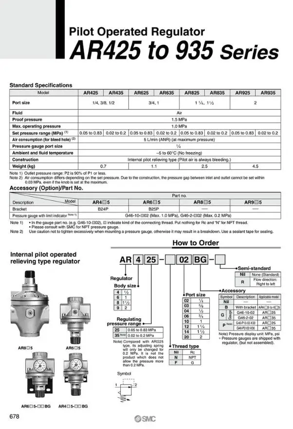 SMC большой поток с вентилем уменьшающим AR925-20 AR925-20G AR935-20 AR935-20G AR825-14 AR825-14G AR825-12 AR825-12G серия AR