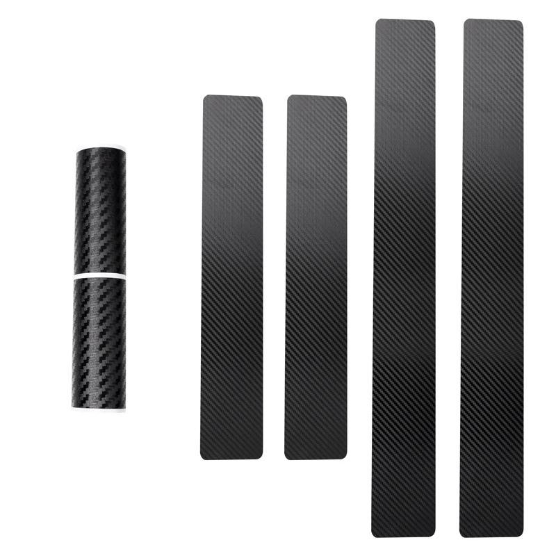 

4Pc Black Car Door Stickers Carbon Fiber Plate Car Sticker Sill Scuff Cover Anti Scratch Decal Universal For All Car