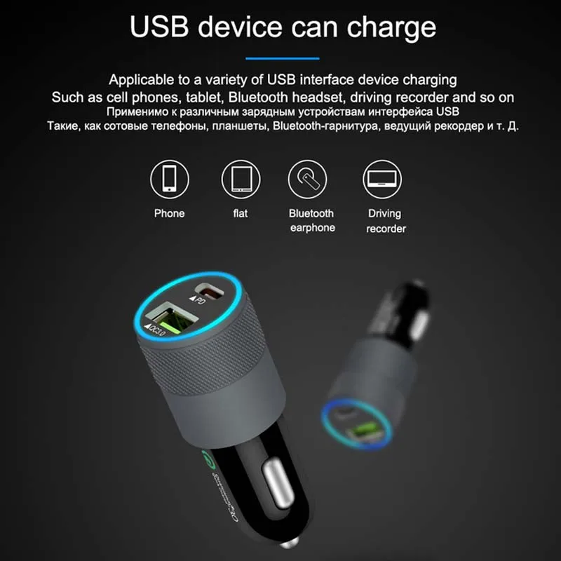 Автомобильное зарядное устройство URANT с зарядным устройством USB C с зарядным устройством, двойной usb зарядным адаптером для телефона, автомобильное зарядное устройство Quick Charge 3,0 для iPhone X 8 Plus samsung