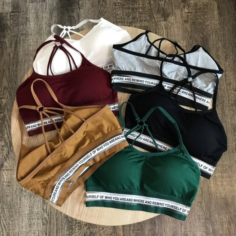 

Summer explosion letter parachute with wrapped chest Seamless chest pad without rim comfort underwear