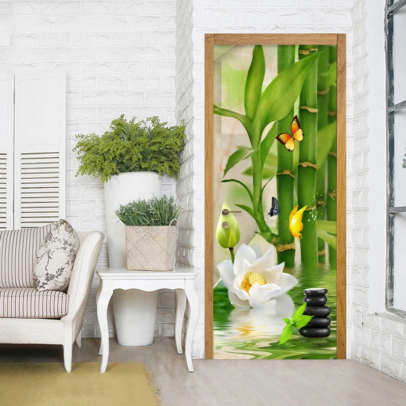 

Sticker On The Door Self Adhesive White lotus For Doors Diy Canvas Print Art Picture Home Decor Mural Wardrobe Renovation Decal