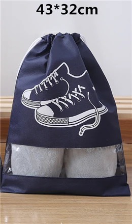 Водонепроницаемая обувь дорожная Портативная сумка для хранения обуви сумка-мешок на завязка подвесной органайзер нетканый Organizador - Цвет: Navy Large Print