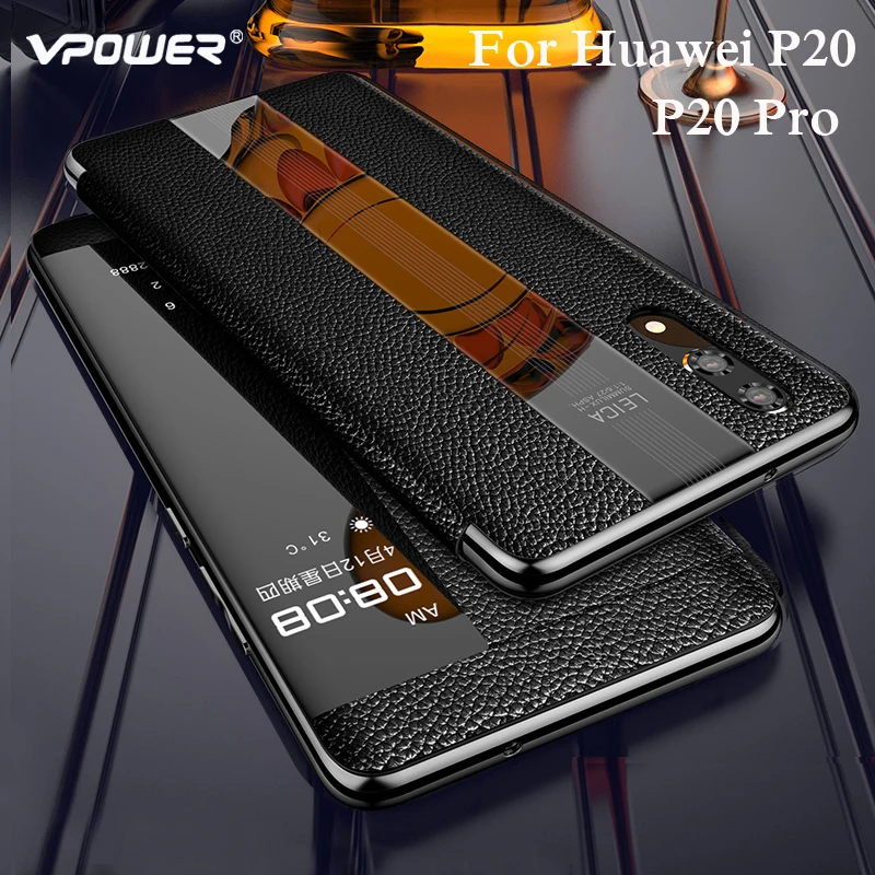 Роскошный чехол из натуральной кожи для Huawei P20 Pro Smart View кожаный флип P 20 защитный
