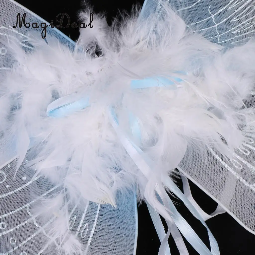 MagiDeal Feather Ribbon Butterfly Angel Fairy Wings Kid Girls Birthday Party Fancy Dress Kindergarten Perfect Decor Light Blue