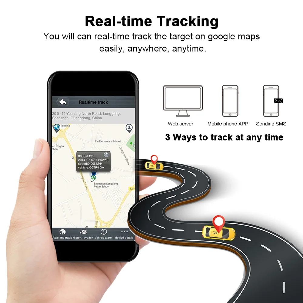 New 2G GSM Tracker CCTR-800 Plus Vehicle Locator LBS Car GPS Waterproof IP56 5200mAH 50 Days Standby Strong Magnet Free Tracking