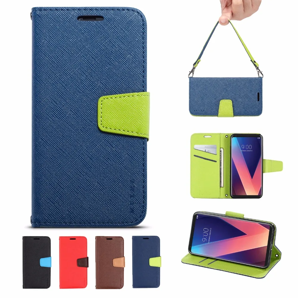 

Leather Book Wallet Case for LG G5 Q6 Luxury Flip Phone Cover 360 Degree Protection for LG V20 V30 Soft Vintage TPU Casing