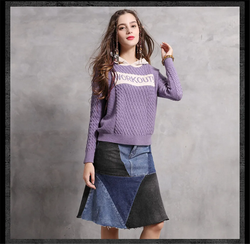 Vintage Female Knitted Hooded Sweater 2018 Winter Cotton Wool Pullover Long Sleeve Letter Skin Friendly Sweaters For Women (13)
