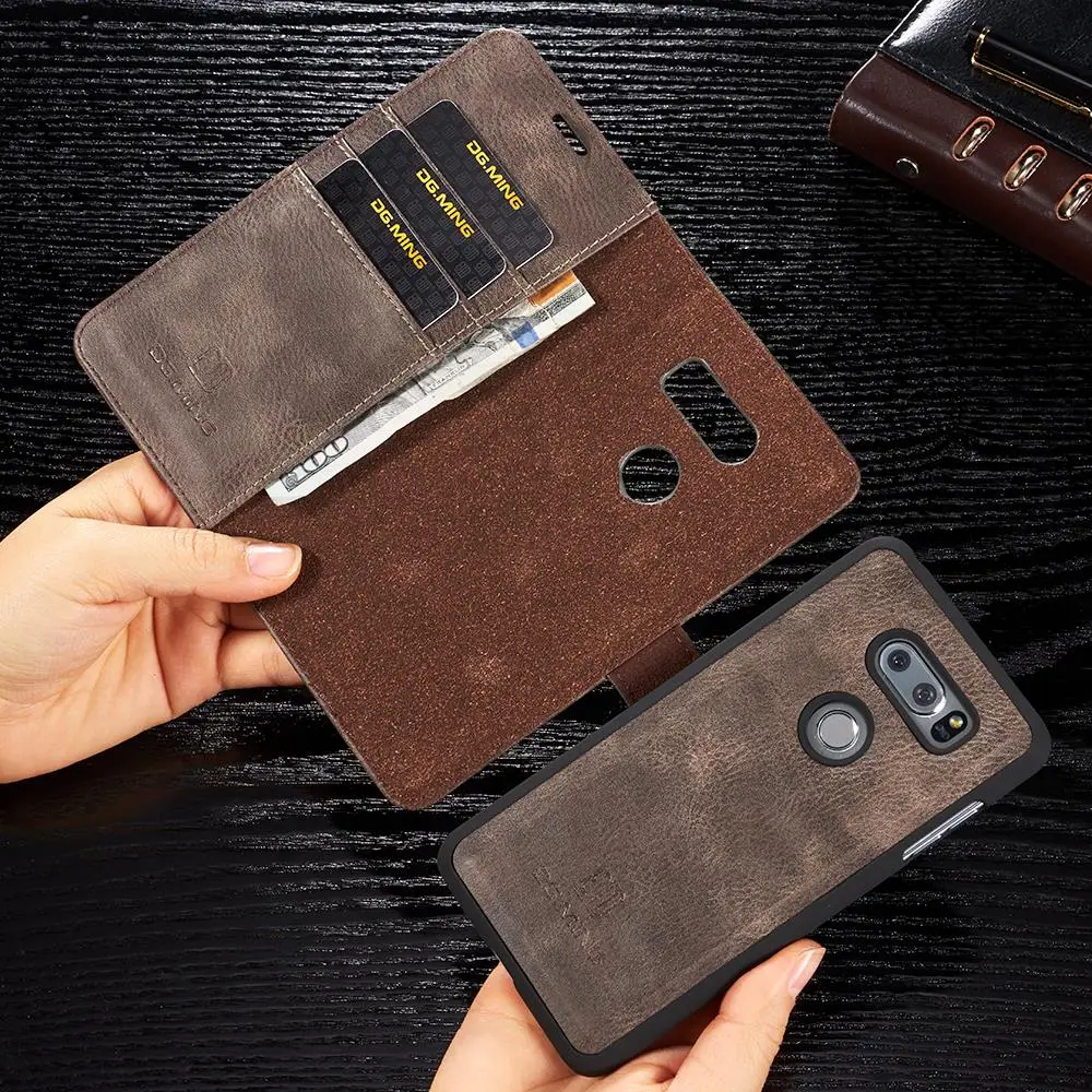 

Luxury Retro Cowhide Leather Case For LG V20 G6 V30 V30 plus Phone Cases Detachable Flip Wallet Cover for LG G7 ThinQ