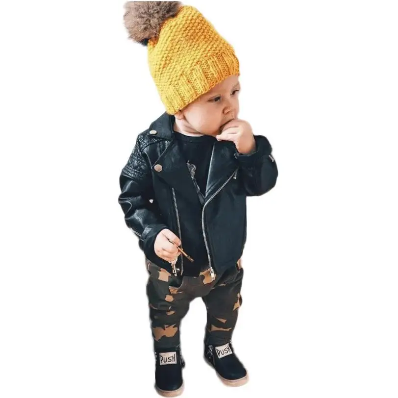 

Free shipping baby girl and boys Pu leather jackets children's brand Turn-down Collar short fashion coats outerwear tops ws47