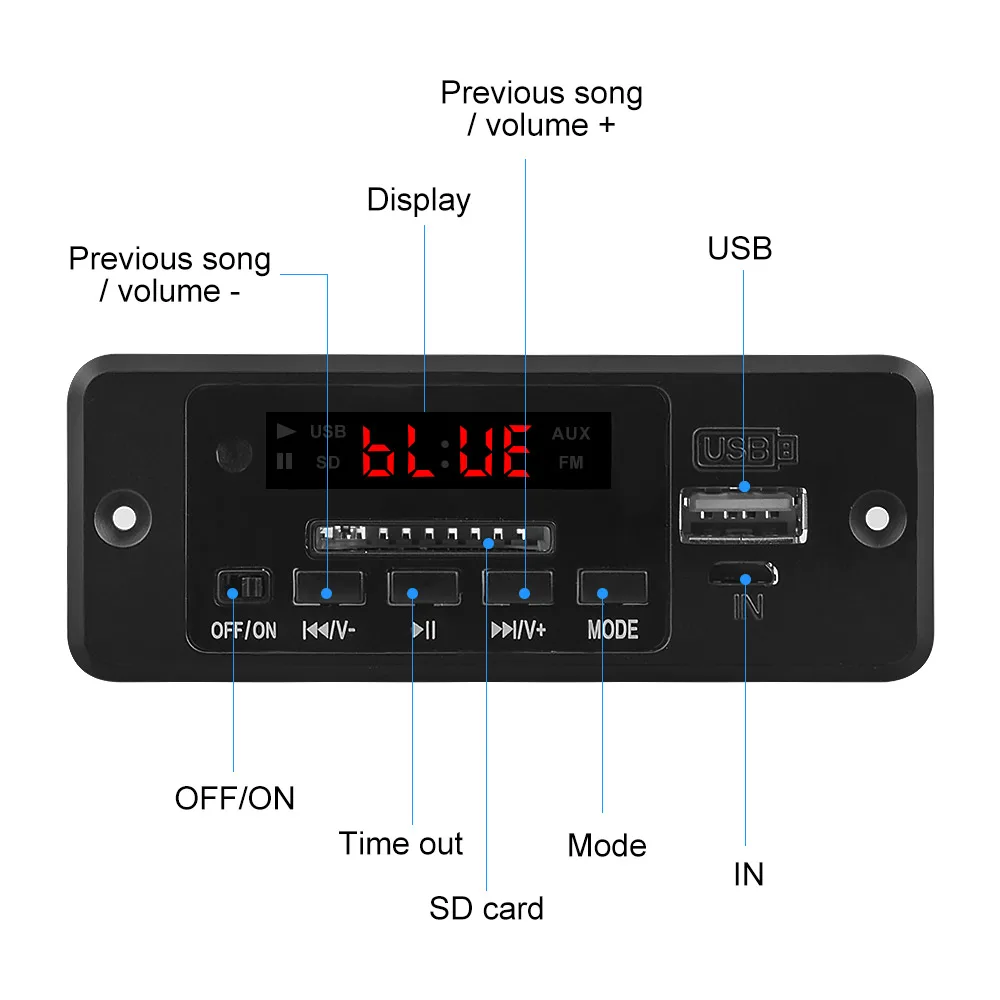 AIYIMA 5 в Bluetooth MP3 аудио декодер плата с 3 Вт* 2 усилитель mp3-плеер AUX FM громкой связи