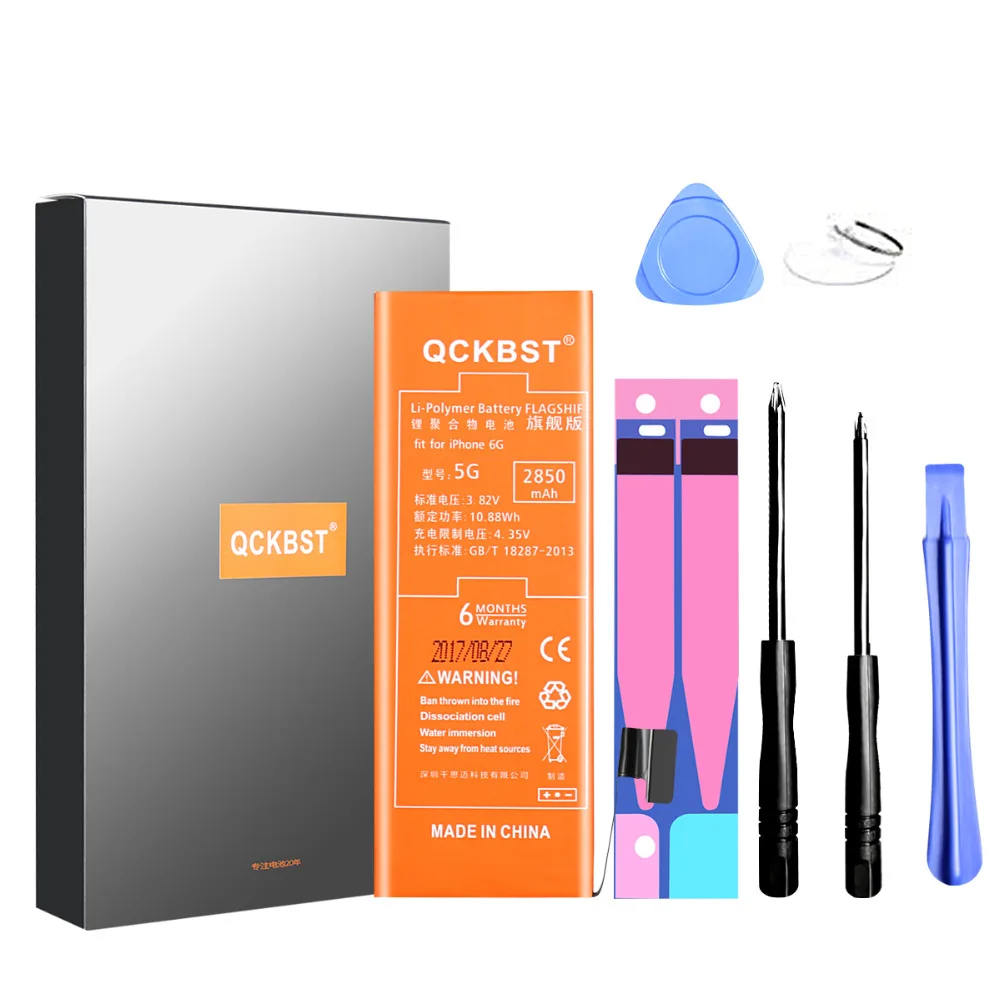 

QCKBST Battery Repair For iPhone 5 5G Li-Polymer 2850mAh Battery Batteria Free Tools - Retail Package