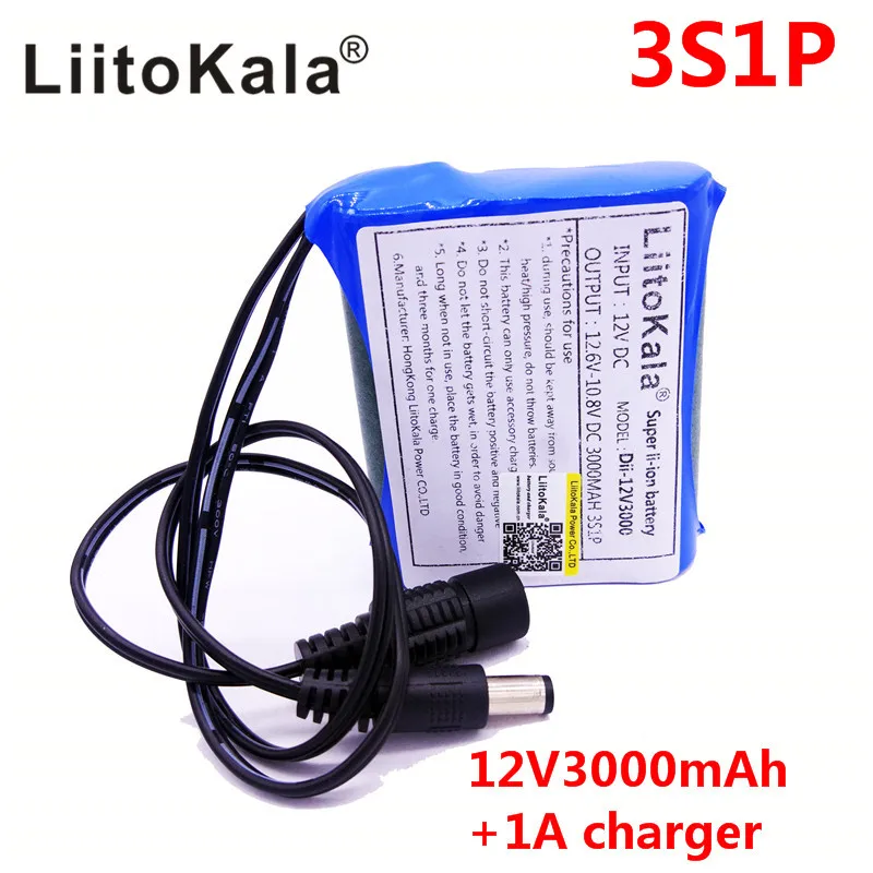 Liitokala Super Bateria Recarregável Dii12v3000 dc 12v 3000mah 18650 Li-lon p e Carregador ac da ue hk - Image 6