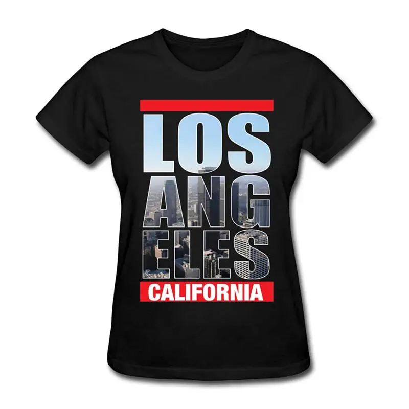 T Shirt Novelty Tops Funny Women Crew Neck Los Angeles California Skyline Short-Sleeve | Женская одежда