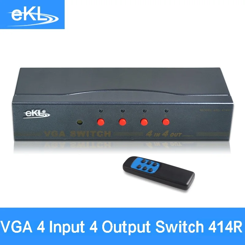

EKL-414R 4x Input 4x Output VGA Splitter Switch with IR control 4 Way Switcher Computer video display sharing device