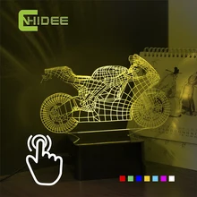 CNHIDEE Seven Colors Touch LED Light Motorcycle Table Lamp Changeable LED RGB NightLights for Christmas Atmosphere Night Lamp
