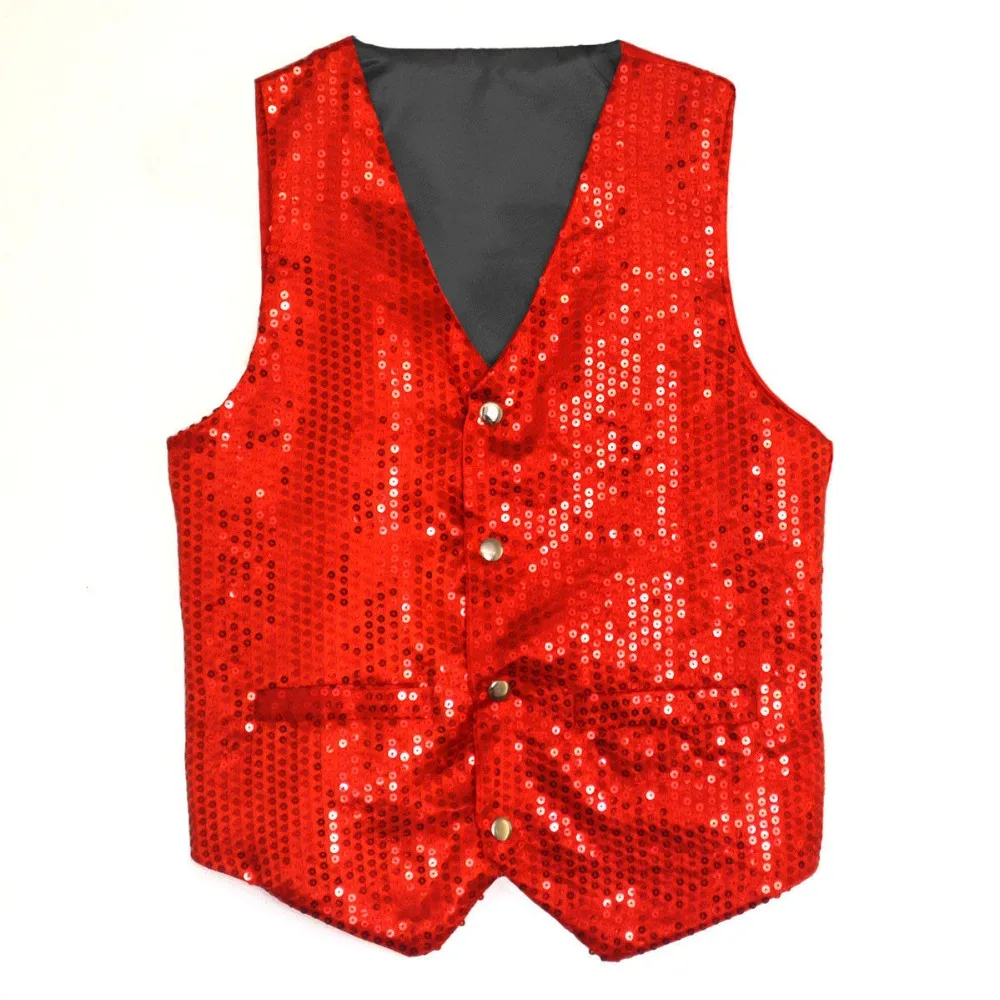Unisex Sequin Vest Waistcoat Dance Party Show Costume Mens Womens Boys Girls 5