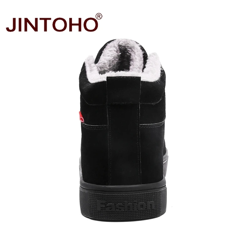 JINTOHO Big Size Black Mens Winter Shoes Fashion Men Winter Boots Ankle Warm Snow Boots For Men Casual Snow Shoes For Men