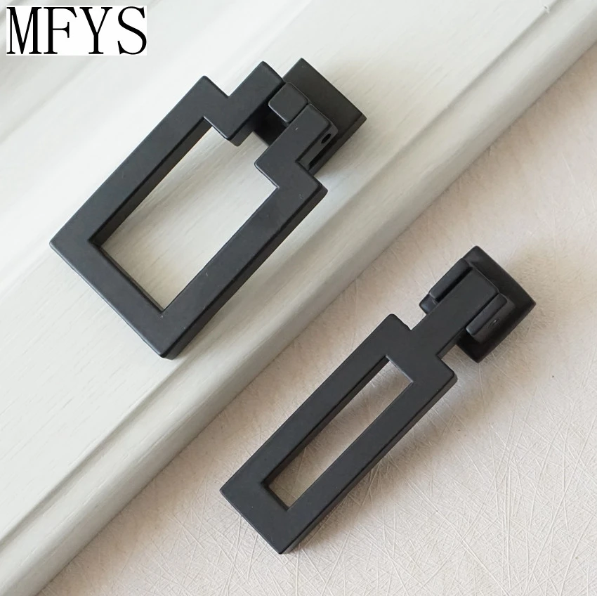 Modern Black Square Cabinet Handle Door Knob Dresser Knobs Drop