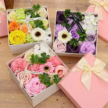 

Artificial Simulation Carnation In Small Square Box Mother's Day Gift Customer Feedback Presents Soap Flower Bouquet