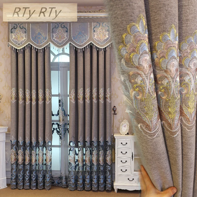 

Polyester Curtains For Living Room Bedroom Kitchen Coffee Stitching Blackout Curtain Embroidered Curtains Custom Ready Made
