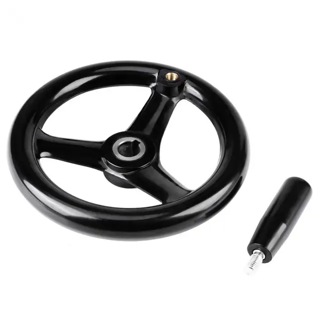 3 Spoke Plastic Lathe Hand Wheel Handwheel w/ Revolving Handle for Milling Machine round handwheel 3 Sizes Black Hot Sale 2018