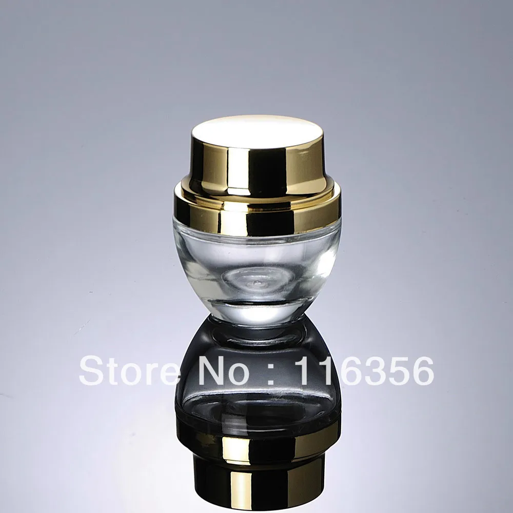 30G transparent glass cream jar with golden cap for Cosmetic Packaging,glass bottleglass cream