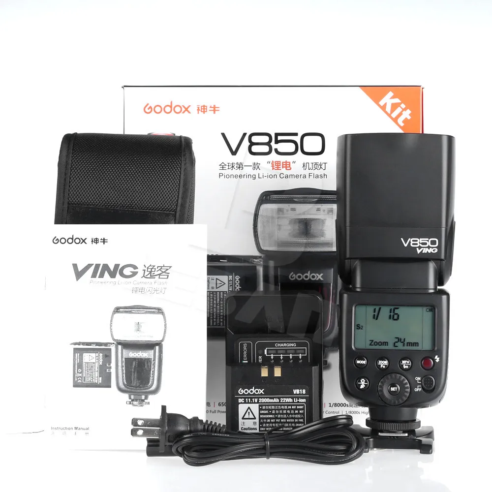Godox V850 GN58 Li-ion Battery Camera Flash Speedlite + Godox FT-16S  Wireless Power Control Flash Trigger Set