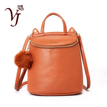 

2019 Fashion Women Backpack Fur Tassel Leather Small Backpack New Designer Female Bucket Ladies Shoulder Bag for Teenage Girls