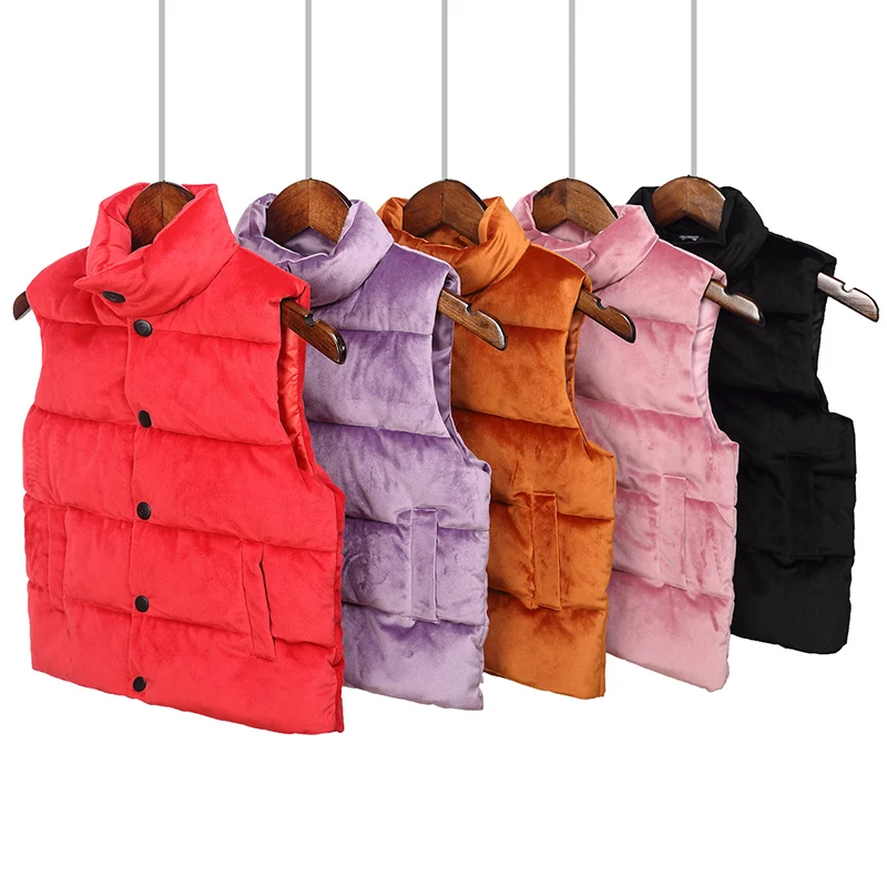 

Boys Baby Girls Winter Cotton Vest Children's Clothing Retail Top Waistcoats Stand Girls Seeveless Outerwear Kids Vest for Girl