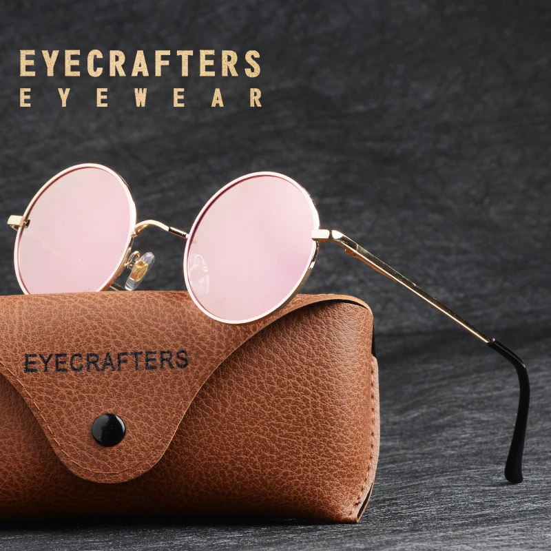 

Eyecrafters Retro Round Polarized Metal Steampunk Vintage Sunglasses Mens Womens John Lennon Coating Lens Eyewear SunGlasses