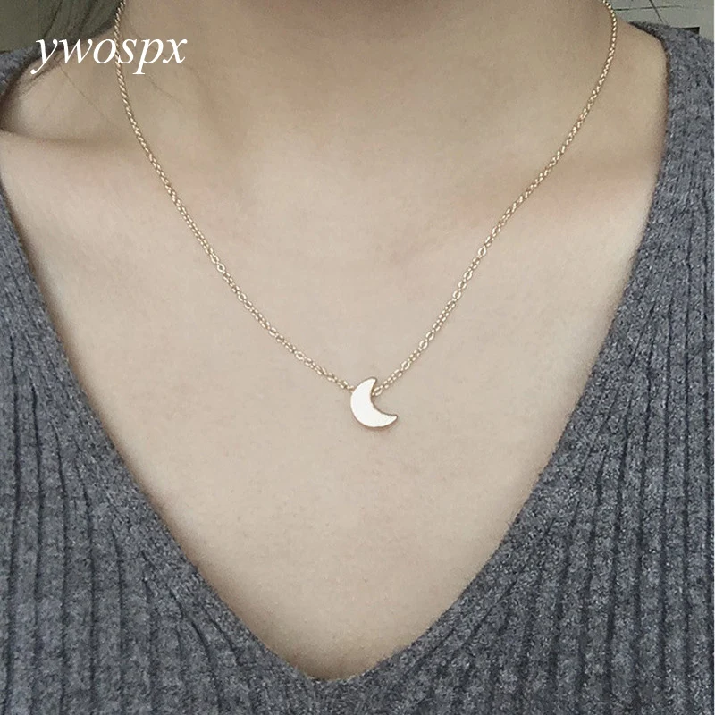 

Simple Moon Gold Color Pendant Necklaces for Women Jewelry Wedding Engagement Chain Necklace Collar Bijoux Gifts