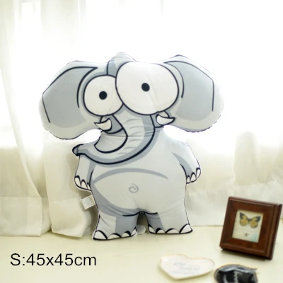 New Hot INS Cartoon Animal Pillow Novelty Funny Kid's Bedroom Decorative Pillows Ultra-soft Plush Toy Cushion Pillow Washable - Цвет: Elephant