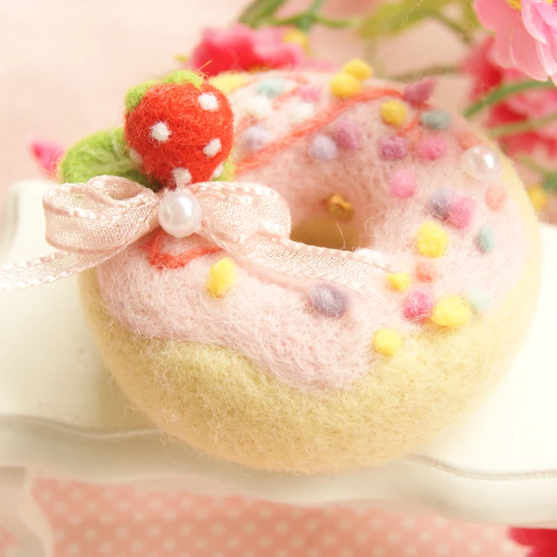 Светло-серый Doughnut шерстяной вышитый Комплект Шерсть Войлок игла для валяния Подвеска для изготовления вышивка своими руками ручной работы - Цвет: Светло-серый