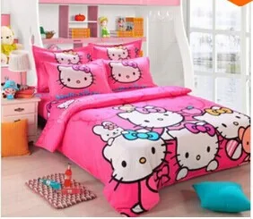 Free shipping new 2014 home textiles beding sets bedsheet 4 pieces quilt cover bedding bag hello kitty children baby girls A888 | Дом и сад