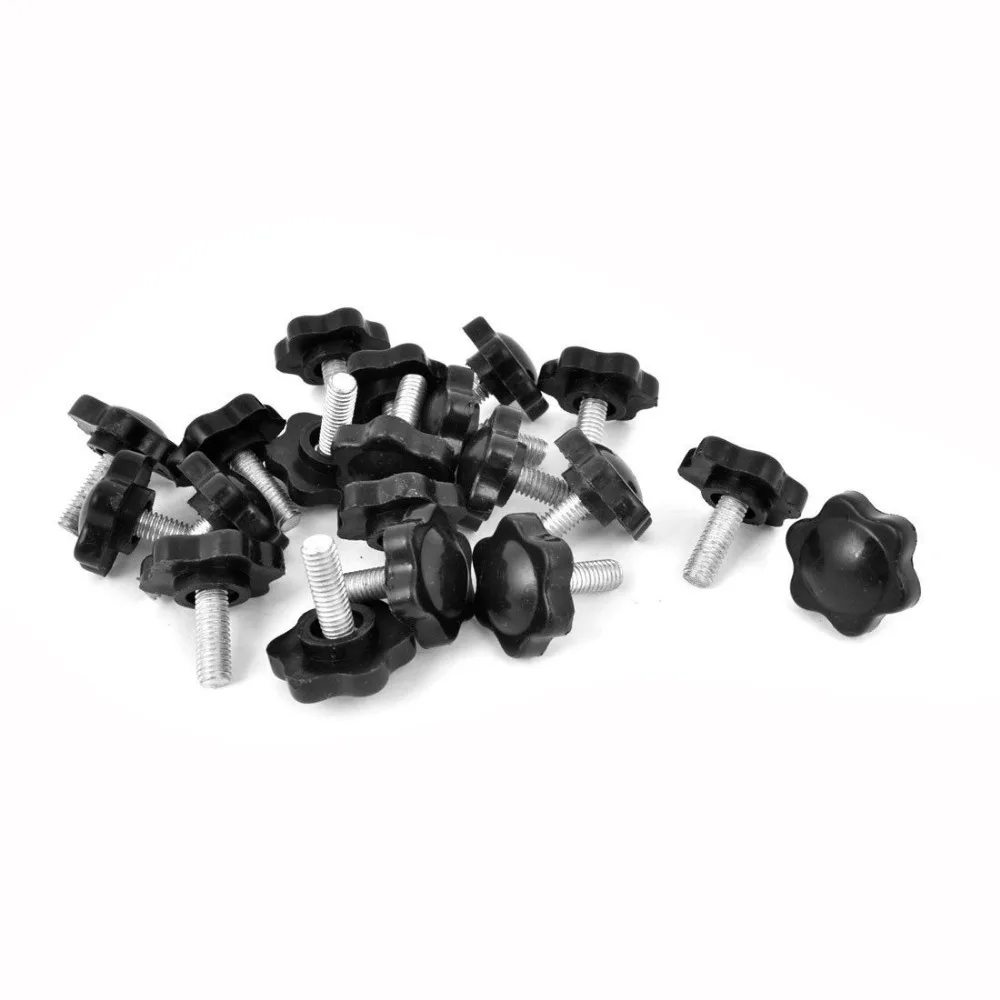 

20pcs 25mm Dia Star Shaped Head M6 x 15mm Male Thread Clamping Screw Knob