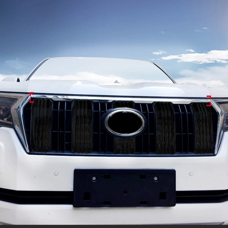 

ABS Chromed Exterior Outer Front Radiator Grille Upper Mouldings Trim 1 PCS For Toyota Land Cruiser Prado J150 2018