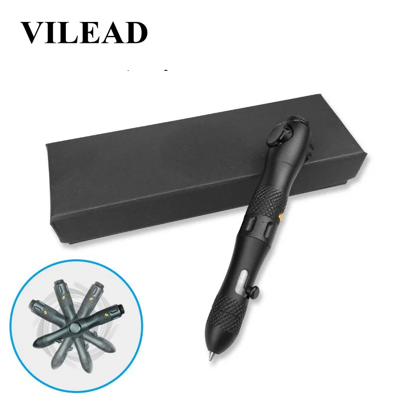 

VILEAD Gyro Tactical Pen EDC Outdoor Portable Camping Survival Self defense Weapon Multifunctional Emergency tools Flash lights