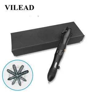 VILEAD Gyro Tactical Pen EDC Outdoor Portable Camping Survival Self defense Weapon Multifunctional Emergency tools Flash lights