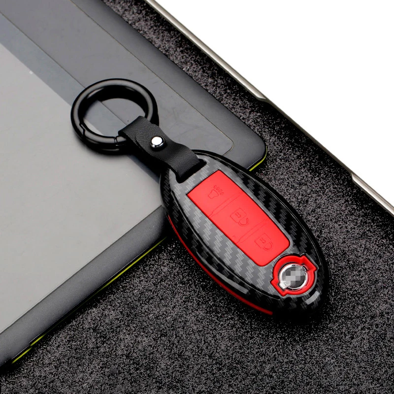 

Durable ABS+Silica gel Carbon fiber Car Remote Key Case Cover For Nissan SylphyTeana Tiida X-Trail Tidda Livida Qashqai keychain